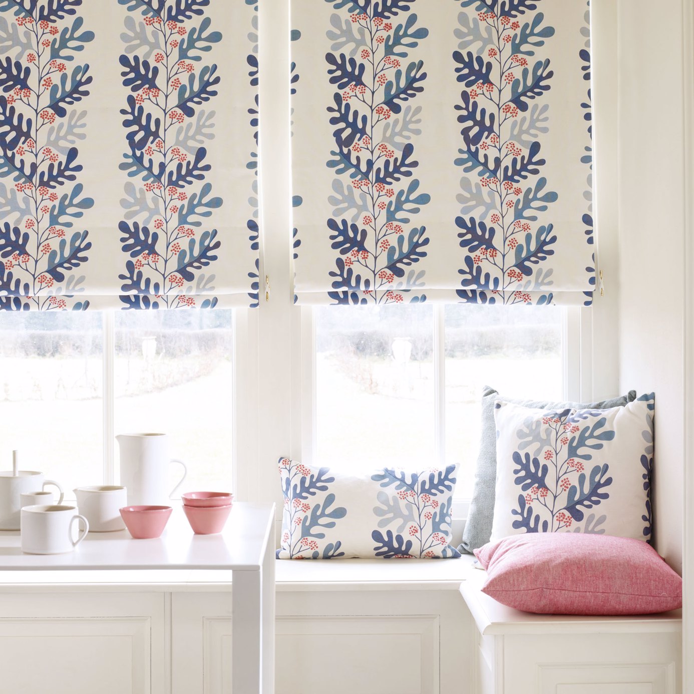 Malmo Slate/Berry Fabric by SAN